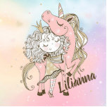 Photo Sculpture Unicorne et fille découpée<br><div class="desc">Unicorn et fille Arrière - plan arc-en-ciel</div>