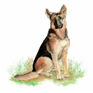 Photo Sculpture Watercolor German Shepherd Pet Dog Animal Statuett