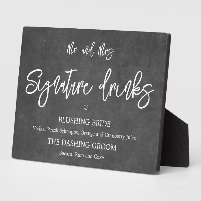 Photo Signature drinks chalkboard  sign Tabletop Plaque  (Côté)