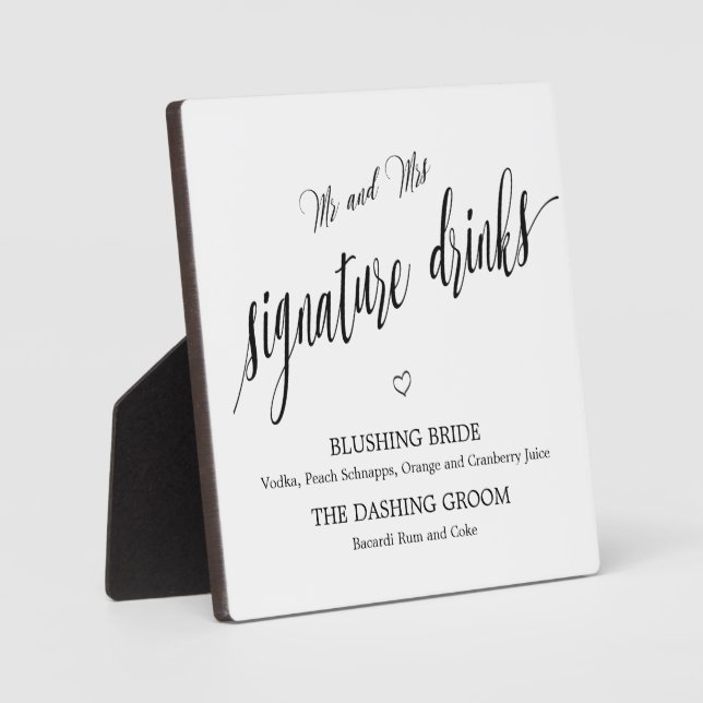 Photo Signature drinks sign Tabletop Plaque with Easel (Recto)