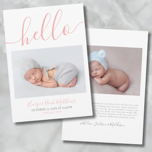 Photo Simple Baby Girl Faire-part de naissance (Newborn Photo Simple Baby Girl Birth Announcement)
