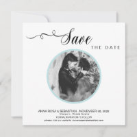*~* PHOTO Simple Bleu Aqua  Faire-Part de Mariage 