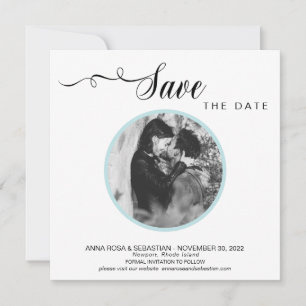 *~* PHOTO Simple Bleu Aqua Faire-Part de Mariage
