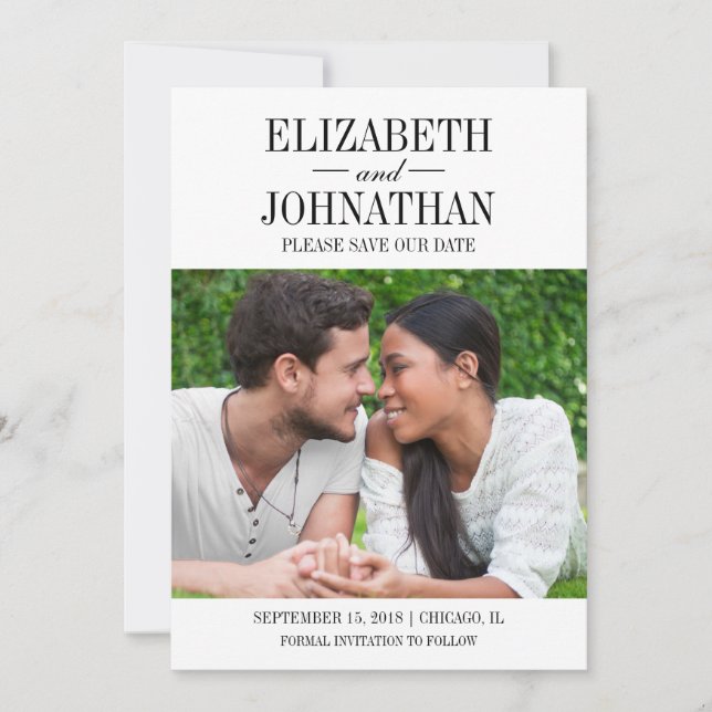 Photo simple et élégante Enregistrer la carte Date (Devant)