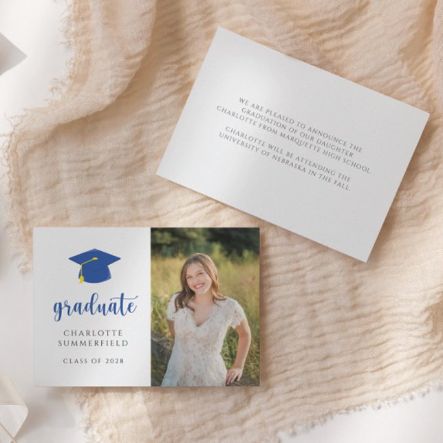 Photo simple Faire-part de graduation bleu et blan (Créateur téléchargé)