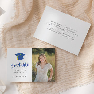 Photo simple Faire-part de graduation bleu et blan