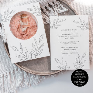 Photo simple feuille Faire-part de naissance fille