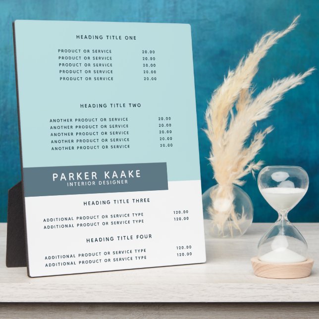 Photo Simple | Plaque d'affichage des prix et des servic (Côté)