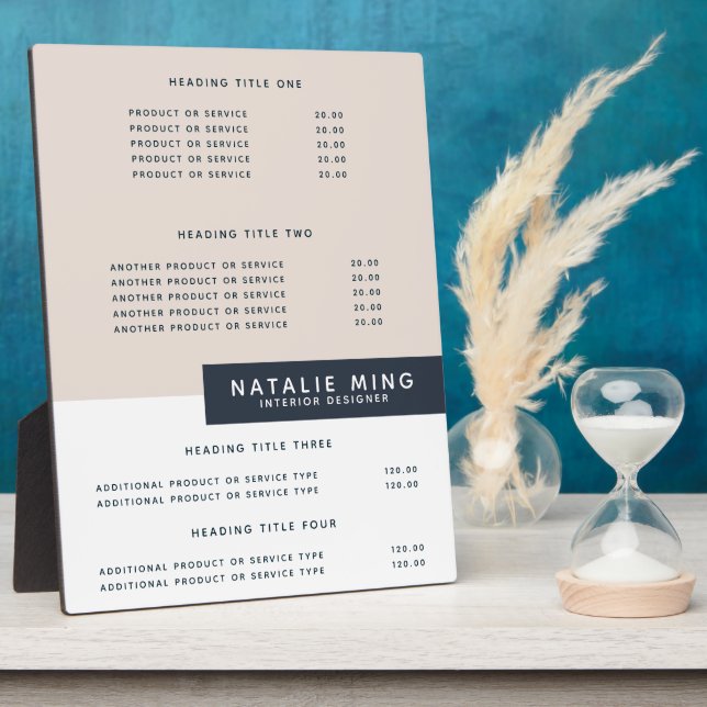 Photo Simple | Plaque d'affichage des prix et des servic (Côté)