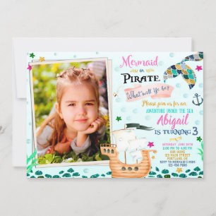 Photo Sirène et Pirate invitation d'anniversaire