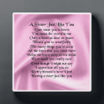 Photo Sister Poem Plaque -  Pink Silk   Design<br><div class="desc">A great gift for a special sister</div>