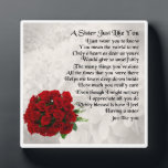 Photo Sister Poem Plaque -  Red  Roses  Design<br><div class="desc">A great gift for a special sister</div>