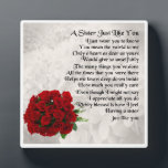 Photo Sister Poem Plaque -  Red  Roses  Design<br><div class="desc">A great gift for a special sister</div>