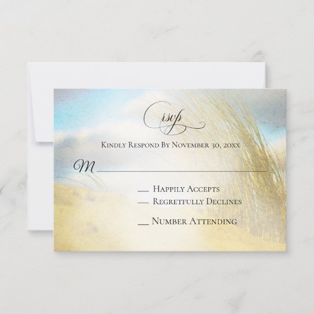 *~* Photo Soft Dune Beach Grass Mariage RSVP (Devant)