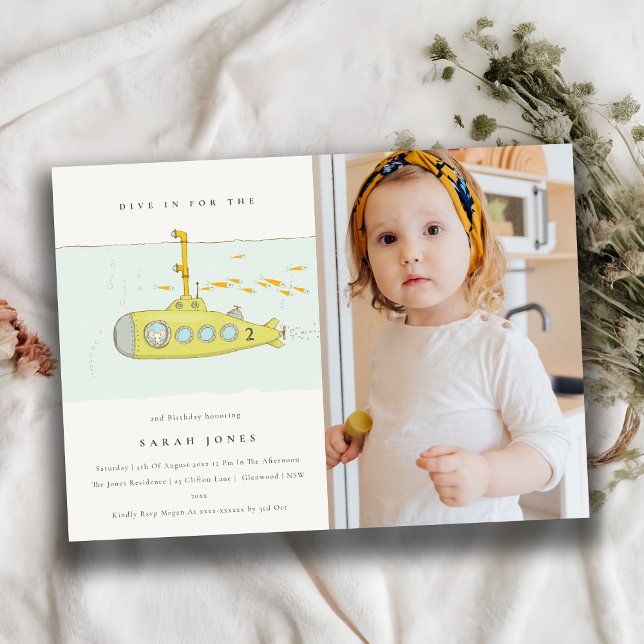 Photo sous-marine à tout âge Invitation d'annivers (Créateur téléchargé)