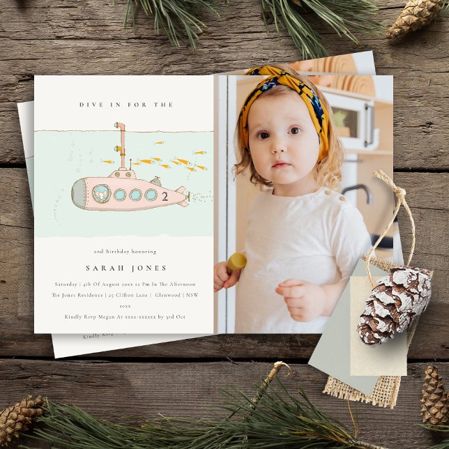 Photo sous-marine à tout âge Invitation d'annivers (Créateur téléchargé)