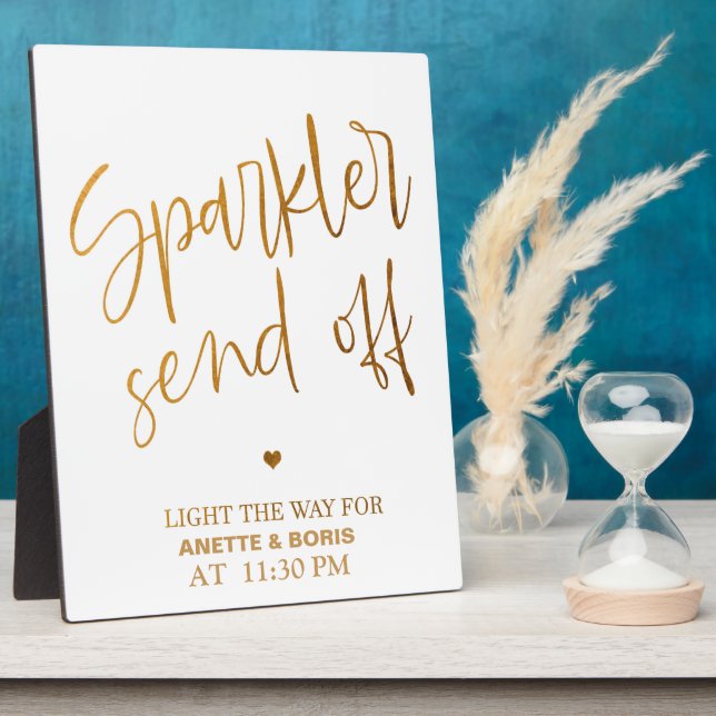 Photo Sparkler envoyer le signe Gold Tabletop Plaque (Côté)