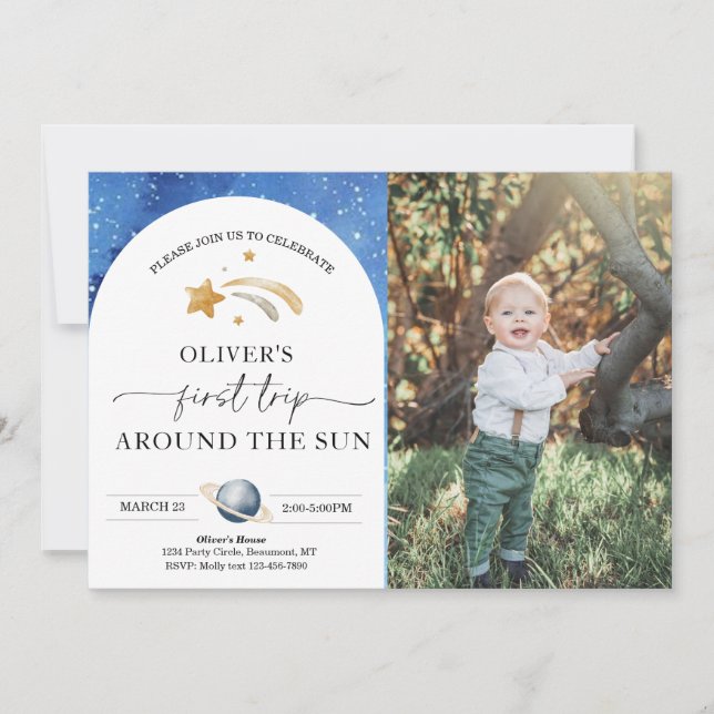 Photo spatiale Invitation d'anniversaire | Premier (Devant)