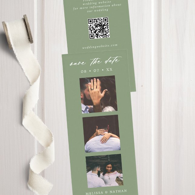 Photo Strip QR Sage Wedding Enregistrer la date (Créateur téléchargé)