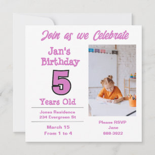 Photo sur Invitation de la fête des filles de cinq