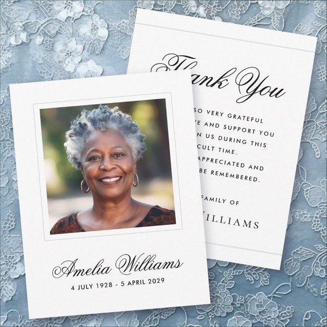 Photo sympathie deuil carte de remerciements blanc (Photo sympathy bereavement white thank you card)