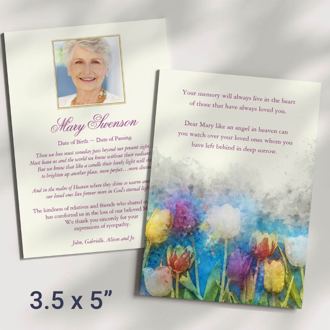 Photo Sympathy Floral Funeral Merci Cartes (Pretty Flowers Memorial Photo Sympathy Funeral Thank You card)