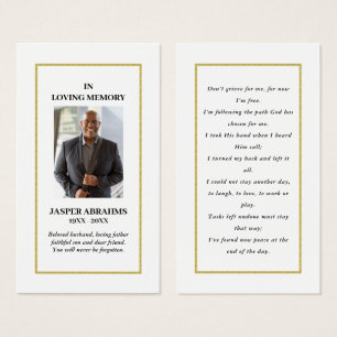 Photo Sympathy Funeral Memorial Prayer Cartes