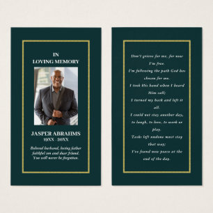 Photo Sympathy Funeral Memorial Prayer Cartes