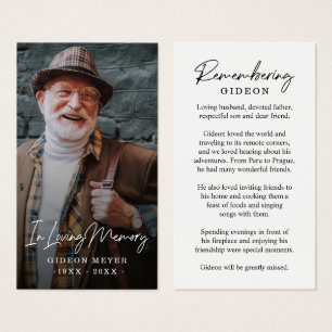 Photo Sympathy Funeral Memorial Prayer Cartes