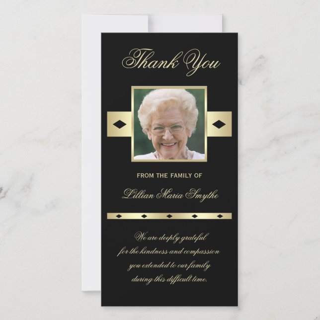 Photo Sympathy Memorial Merci Carte photo noir (Devant)