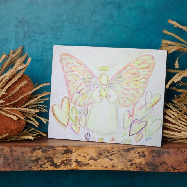 Photo Tableau artistique Ange aux cœurs Cadeau Plaque (Côté)