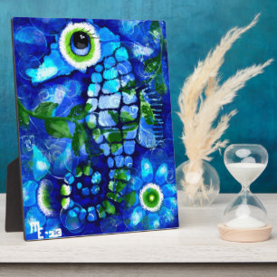 Photo Tabletop Plaque Whimsical Abstrait Seahorse