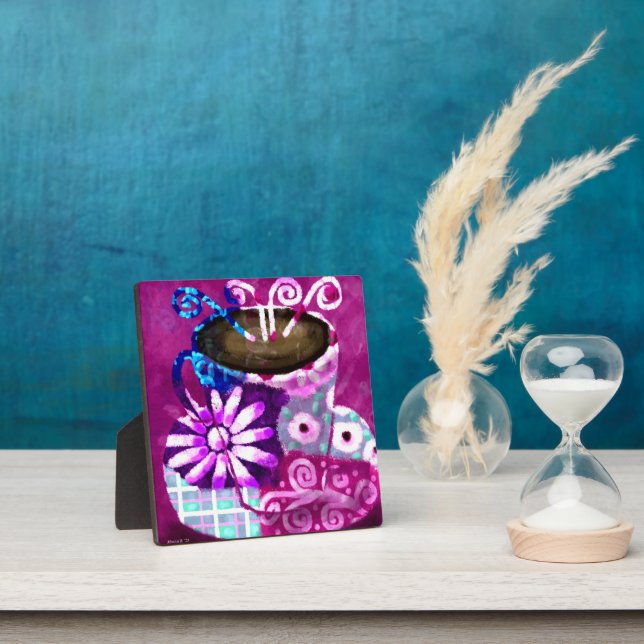 Photo Tabletop Plaque Whimsical Cup of Coffee (Insitu)