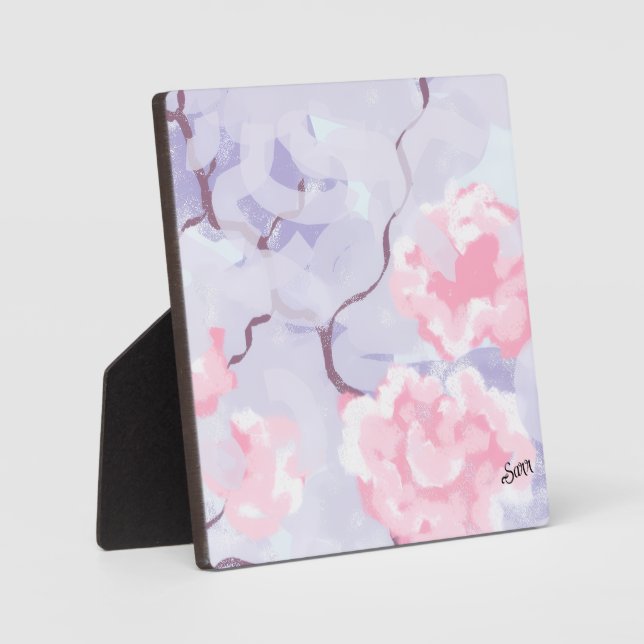 Photo Tabletop Plaque with Easel : Pink Winters Roses (Recto)