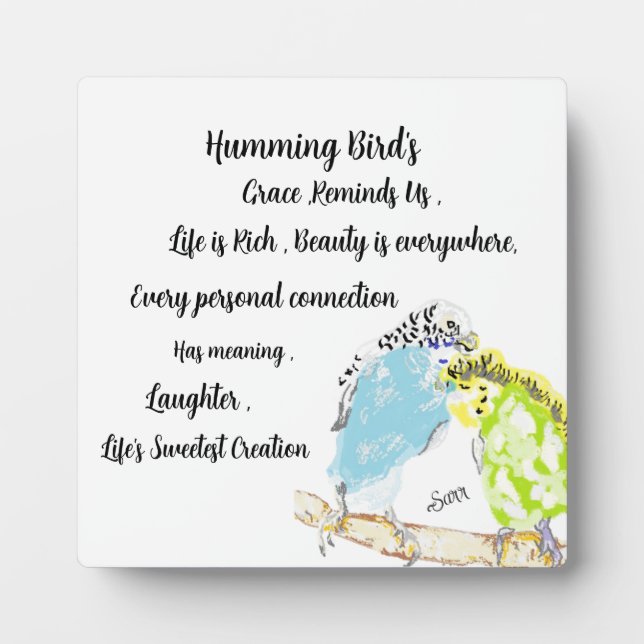 Photo Tabletop W/Canvas : La Plaque Oiseau Humming (Devant)