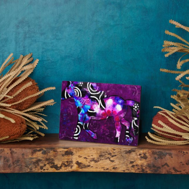 Photo Tablette Plaque Whimsical Cheval Abstrait Art Bleu (Côté)