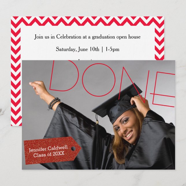 Photo Terminée - Invitation de la fête de graduati (Devant / Derrière)