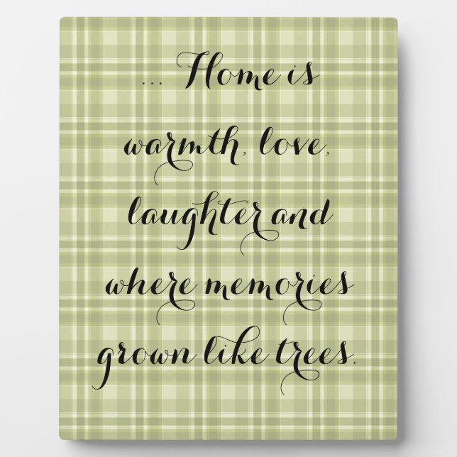 Photo Terrain vert Plaid, Plaque "Home" (Devant)