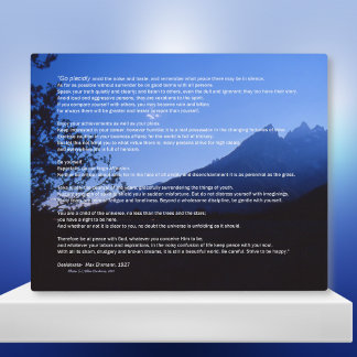 Photo Teton Mountains Desiderata Plaque