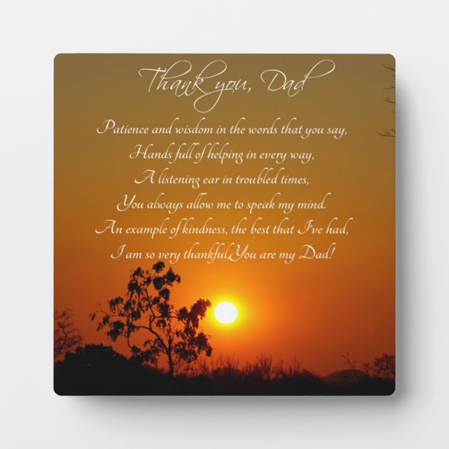 Photo "Thank You, papa" Poem Poem Poem Plaque (Devant)