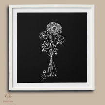 Bouquet floral personnalisé Art en ligne noire et