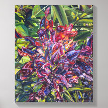Croton Leaves colorful, vibrant floral painting