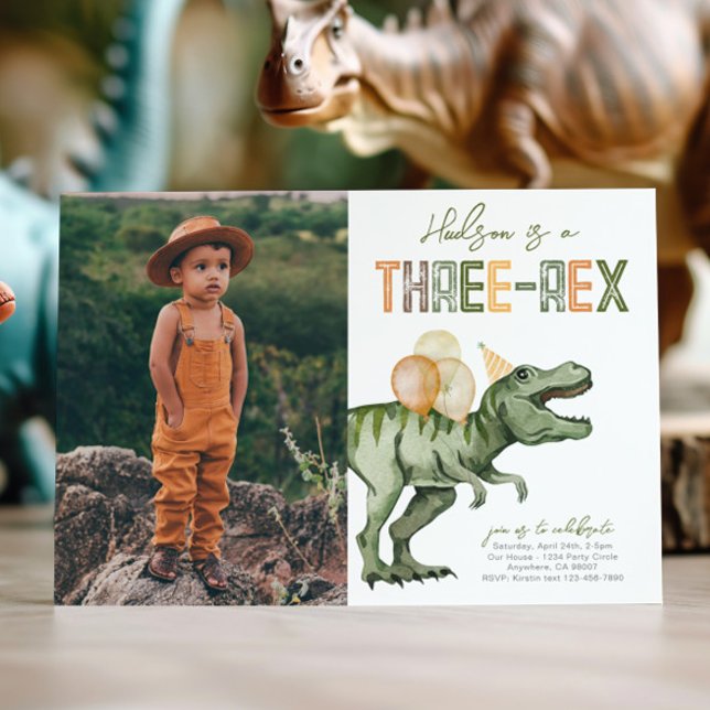 Photo Trois Rex Dinosaur Invitation Anniversaire (Créateur téléchargé)