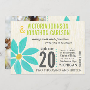 Photo Turquoise Stylisé Daisy Wedding Invitations