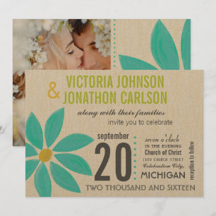 Photo Turquoise Stylisé Daisy Wedding Invitations
