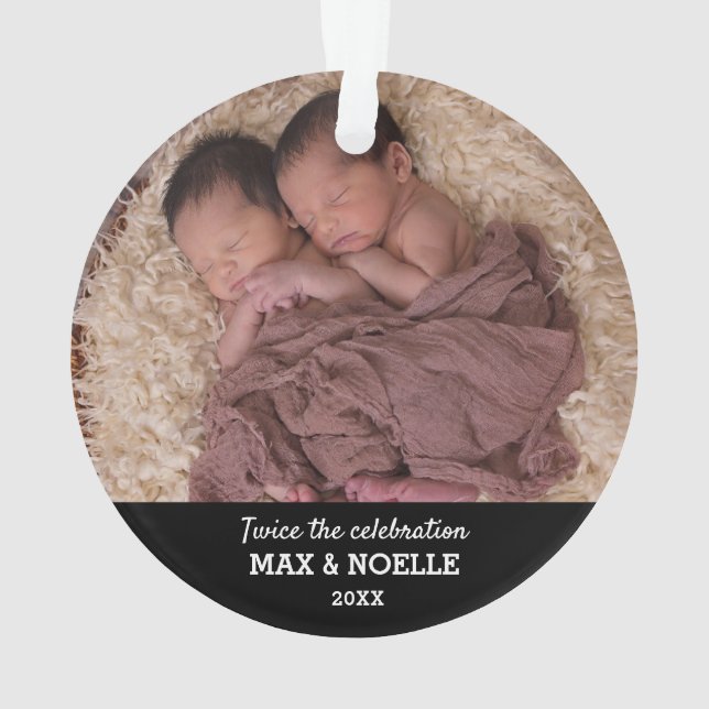 Photo Twin Baby | Notre premier Noël (dos)