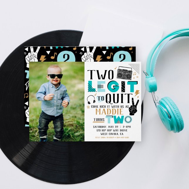 Photo Two Legit to Quit Second Birthday Invitation (Créateur téléchargé)