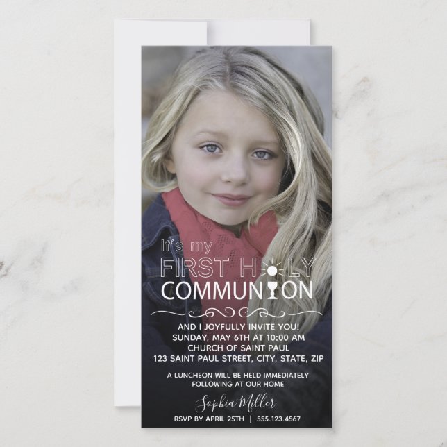 Photo Typographie Communion - Invitation Photocard (Devant)