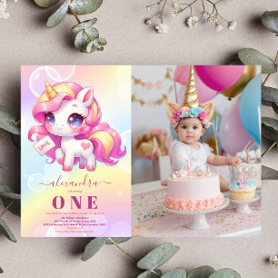 Photo Unicorn Anniversaire Invitation 1ère