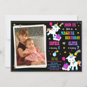 Photo Unicorn anniversaire invitation Jour anniver